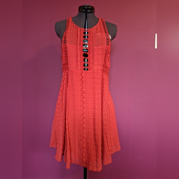 Free People Wherever You Go Sleeveless Dress Red Size Small - Picture 2 of 13
